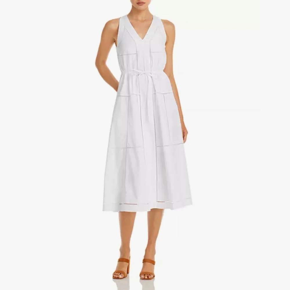 Theory Ladder Eyelet Sleeveless Midi Dress In Ivory NWT Size 8